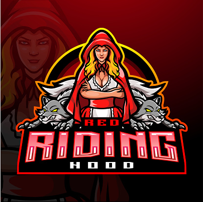Red riding hood esport mascot logo design . for electronic sport gaming logo.