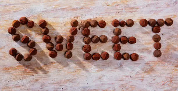 Photo of Word Sweet lined with chocolate truffles