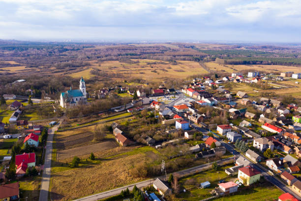 istock Panoramic view from above on the village Wlodowice. Poland 1219309270