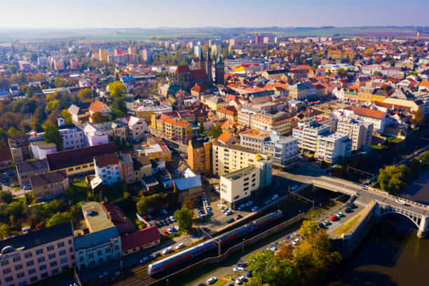 istock Flight over the city Kolin and Laba river 1219309286