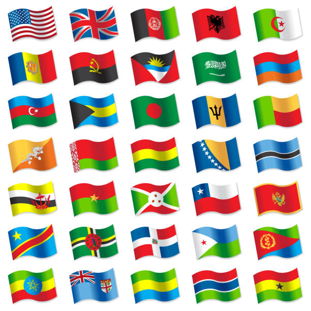 世界の旗、パート2 - flag of antigua and barbuda点のイラスト素材／クリップアート素材／マンガ素材／アイコン素材