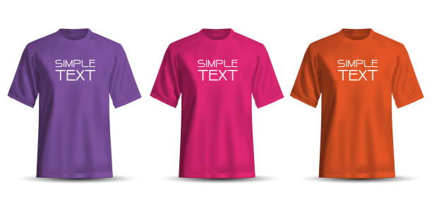 Pink female t-shirt realistic mockup set from front and back view