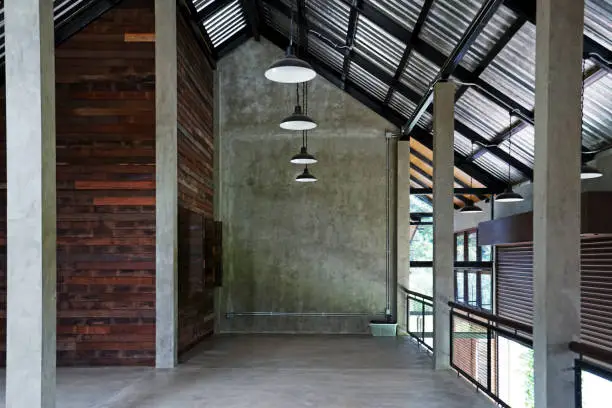 Photo of Interior building design and industrial architecture