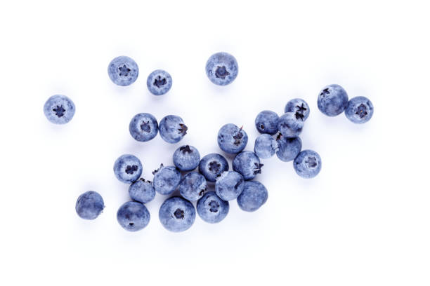 istock Top view stack of blueberries isolated on white with clipping path 1219315364