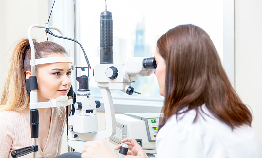 Annual eye exam by optometrist