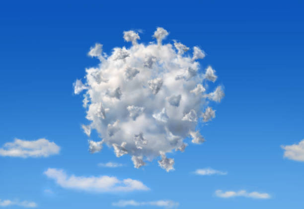 istock Fluffy cloud with the shape of Coronavirus Covid19, on blue sky. 1219319116