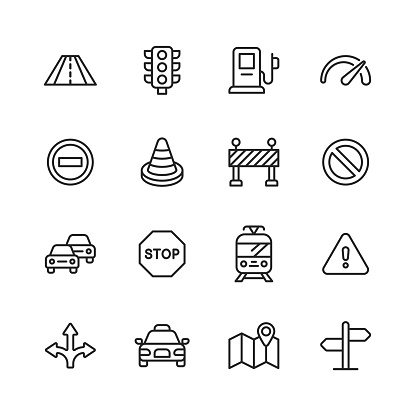 16 Traffic Outline Icons.