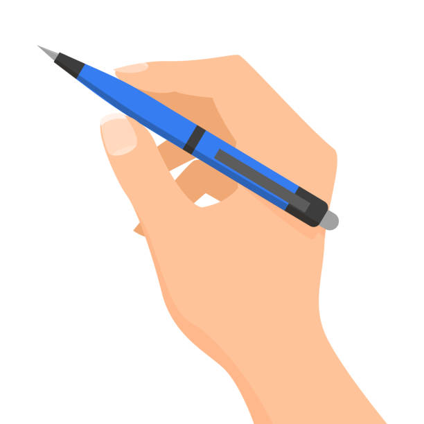  Ilustración de Mano Sosteniendo Un Vector De Pluma Azul Aislado y más  Vectores Libres de Derechos de Mano - Mano, Accesorio personal, Artículo de  papelería - iStock