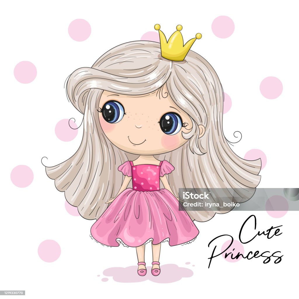 Cute Cartoon Princess Good For Greeting Cards Invitations Decoration Print  For Baby Shower Etc Hand Drawn Vector Illustration With Girl Cute Print  Stock Illustration - Download Image Now - iStock
