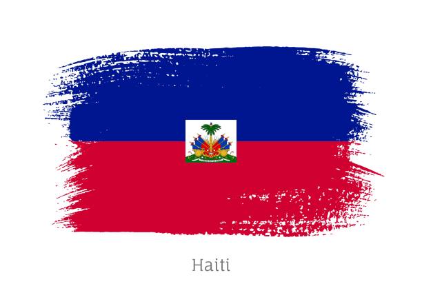 ilustrações de stock, clip art, desenhos animados e ícones de haiti official flag in shape of brush stroke - haiti