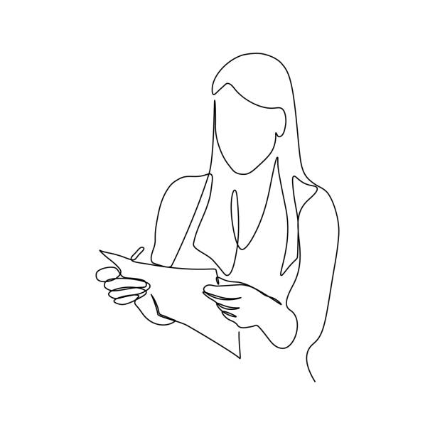 ilustrații de stoc cu femeie cu document în mâini - femeie de afaceri