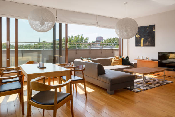 istock Stylish living room with terrace 1219337690