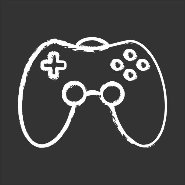 ikona kredy w pokoju gier. gamepad. kontroler gier wideo. gminny teren rekreacyjny. pokój do spędzania czasu z przyjaciółmi. zawody e-sportowe. joystick. ilustracja tablicy wektorowej izolowanej - video game gamepad black isolated on white stock illustrations