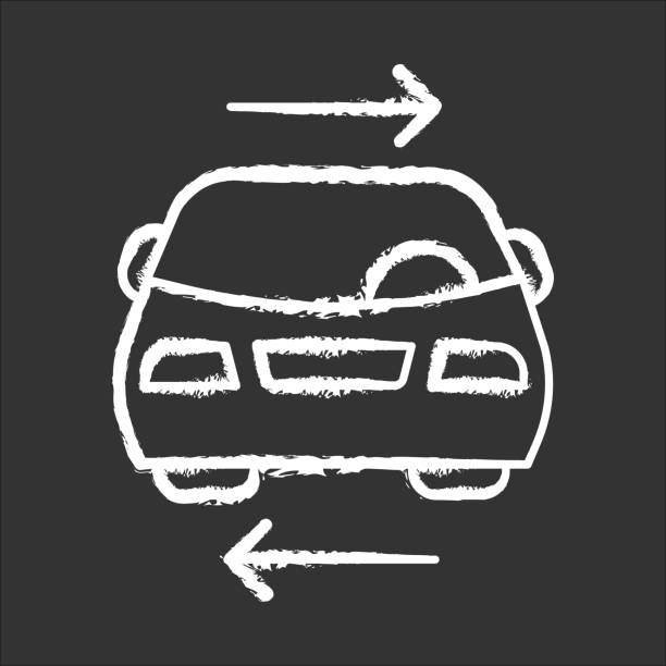 istock Shared car service chalk icon. Vehicle for rent. Carpooling. Ride sharing. Carshare. Lift sharing. Shared mobility. Road transport. Driver work. Parking. Isolated vector chalkboard illustration 1219341800