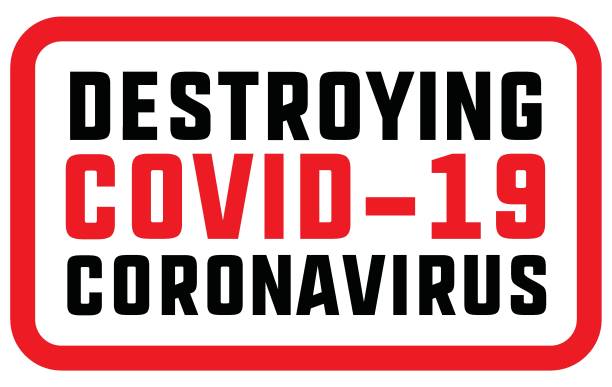 ilustrações de stock, clip art, desenhos animados e ícones de information warning sign destroying covid stamp. quarantine measures in public places. restriction and caution coronavirus news covid-19. graphic vector for web, print, banner, flyer, illustration - closed sadness reconciliation sign