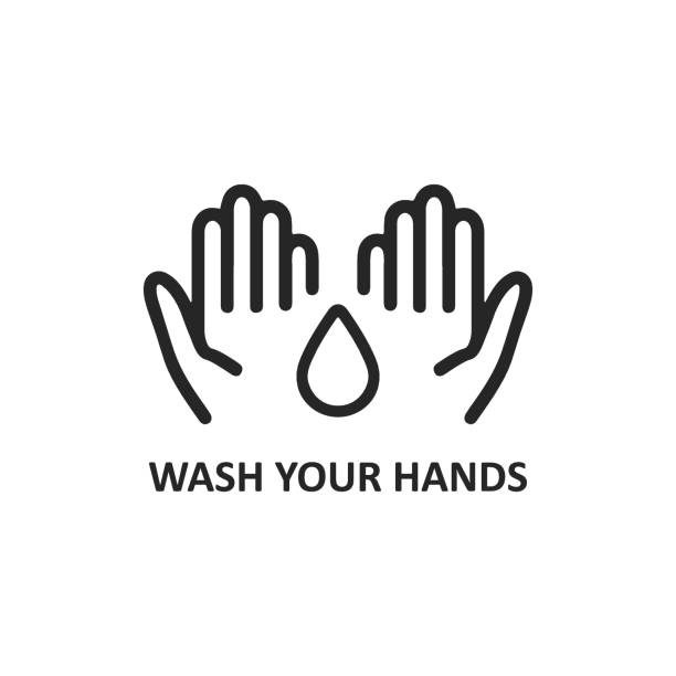 Please wash your hands Information poster with text isolated on white background, vector illustration of Handwashing. Hands rinsing. Washing hands to keep clean flat black icon for websites and print Please wash your hands Information poster with text isolated on white background, vector illustration of Handwashing. Hands rinsing. Washing hands to keep clean flat black icon for websites and print open hand stock illustrations