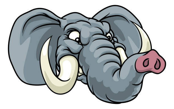 Angry Elephant Cartoon Animal Sports Mascot An angry elephant cartoon animal sports mascot republican elephant logo stock illustrations