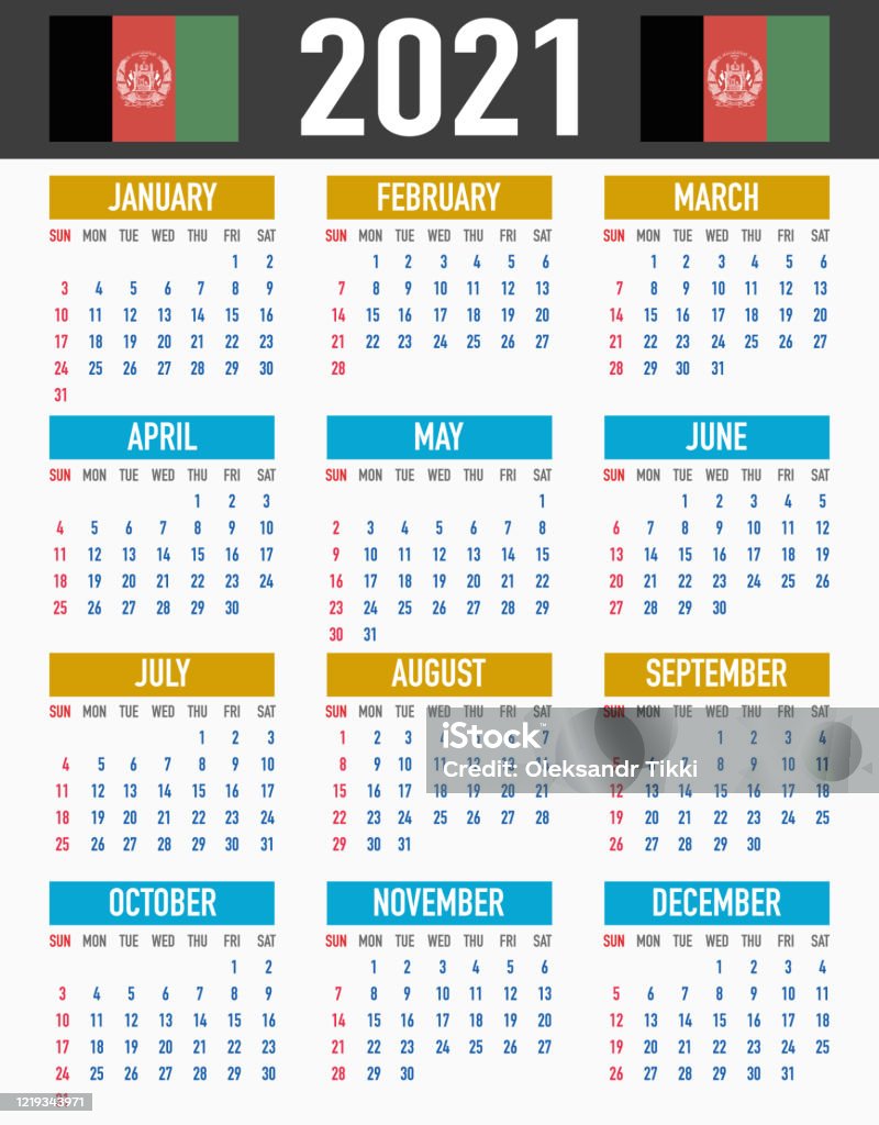 Afghanistan Calendar With National Country Flag Month Day And Week Afghanistan Calendar With National Country Flag Month Day And Week