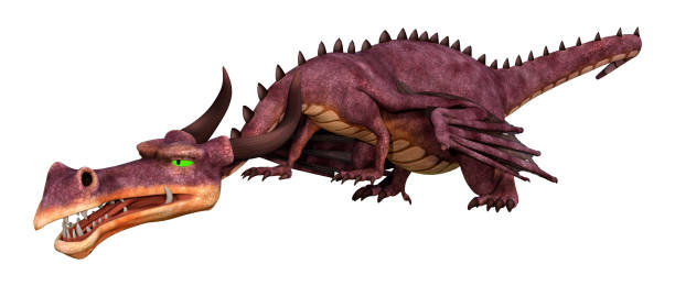 istock 3D illustration fantasy dragon on white 1219346306