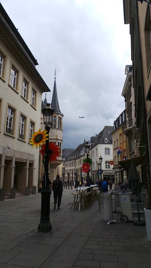 Luxembourg, Luxembourg - 1 April, 2017: Street view of the old city of Luxembourg