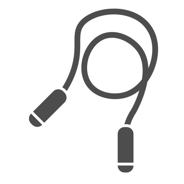 lompat tali ikon padat. ilustrasi tali latihan terisolasi di atas putih. melewatkan desain gaya glyph tali, yang dirancang untuk web dan aplikasi. eps 10. - tali lompat ilustrasi stok
