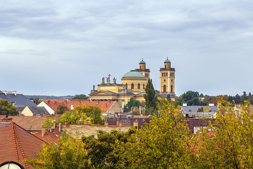 View of Cathedral Basilica of Eger from castle hill, Hungary