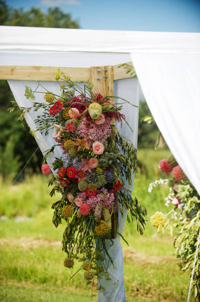 istock Hanging Wedding Ceremony Flower Arrangement in Canape 1219352458