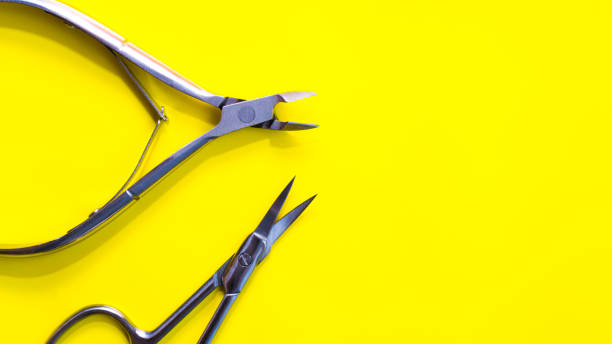 istock Manicure set on a yellow background. 1219354453