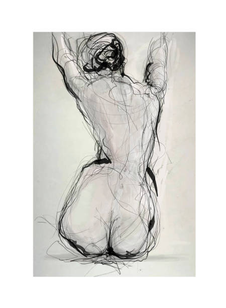 Sketch of a young woman's back Sketch of a young woman's back - vector illustration (Ideal for printing on fabric or paper, poster or wallpaper, house decoration) slim woman body stock illustrations