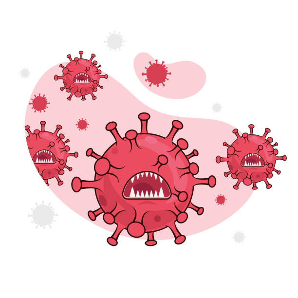  Ilustración de Bacterias De Dibujos Animados De Virus Covid1 Con Cara De Monstruo Concepto De Coronavirus Ilustración Vectorial y más Vectores Libres de Derechos de Asistencia sanitaria y medicina