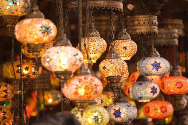 istock Hanging light decorations for sale at market 1219356882