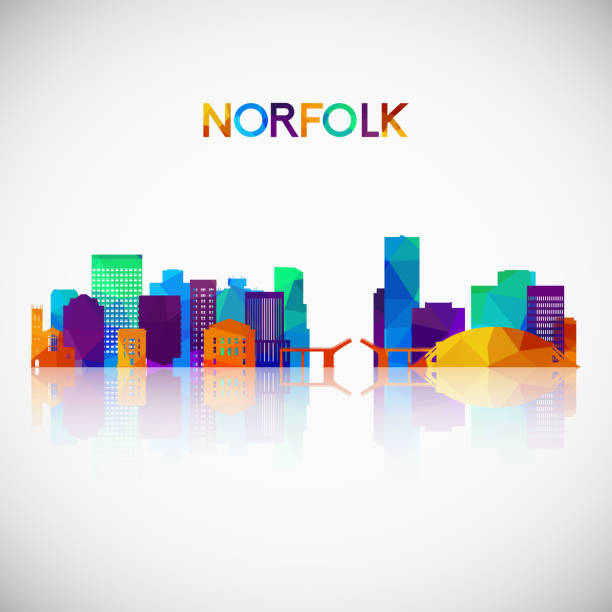 Norfolk skyline silhouette in colorful geometric style. Symbol for your design. Vector illustration. Norfolk skyline silhouette in colorful geometric style. Symbol for your design. Vector illustration. norfolk stock illustrations