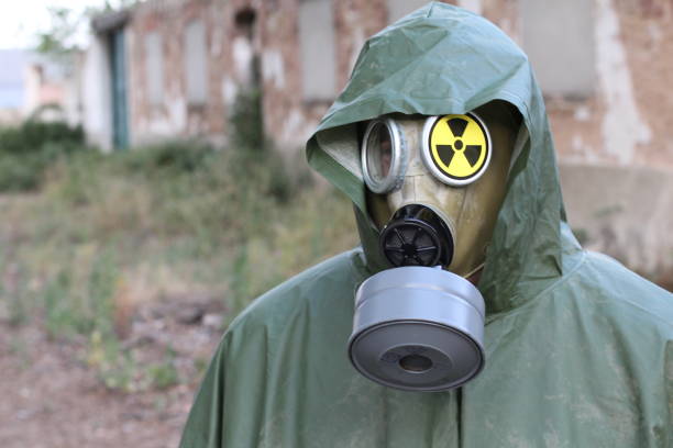 Dramatic image of human being in radioactive environment.