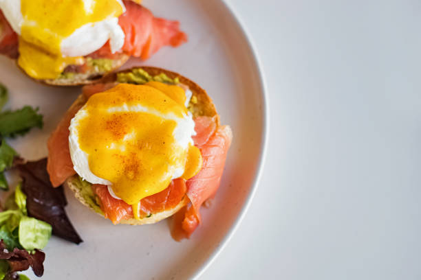 istock Poached eggs over the toast with smoked salmon. 1219362259