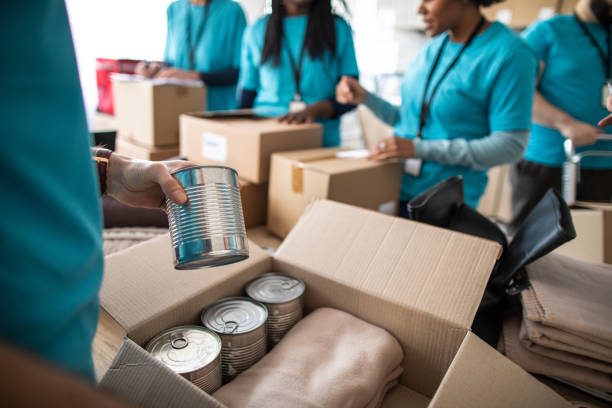 istock Volunteers packing humanitarian aid 1219365374