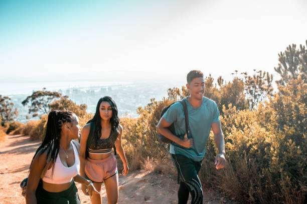 istock Group of young people hiking. 1219372176