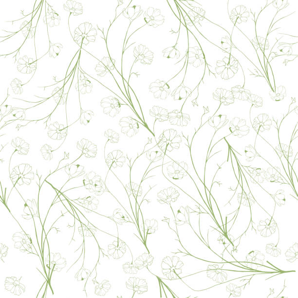 istock Summer light background of contour green colors. Spring botanical textures on a white background for cards, fabrics, invitations, greetings. 1219372719
