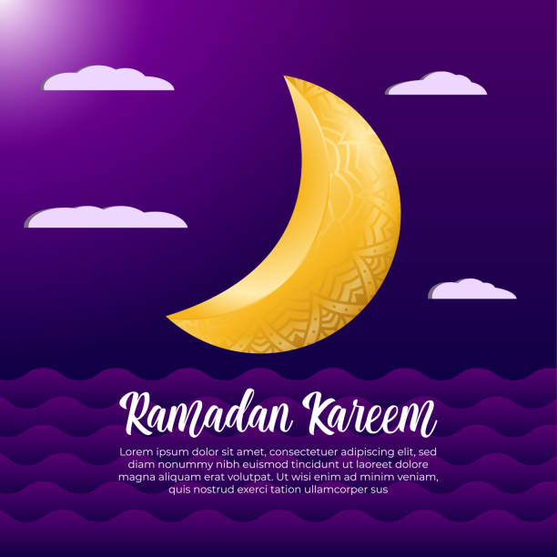 istock Ramadan Kareem with golden crescent moon mandala and dark night background and wave 1219376874