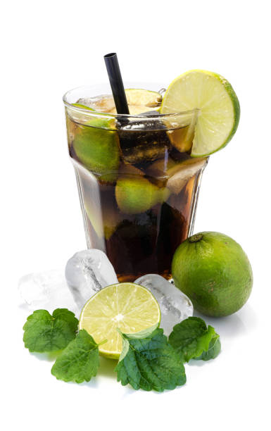istock Cuba libre cocktail isolated on white background 1219377103