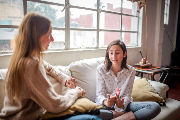 istock Mother and daughter having a talk. 1219378742