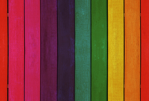 Colorful wooden plank wall seamless pattern.