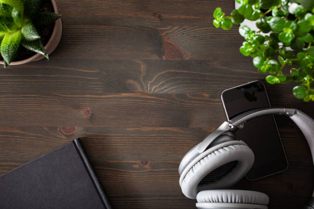 istock audiobook concept modern wireless headphones smartphone book 1219381129
