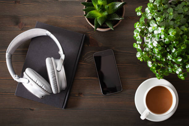 istock audiobook concept modern wireless headphones smartphone book 1219381174