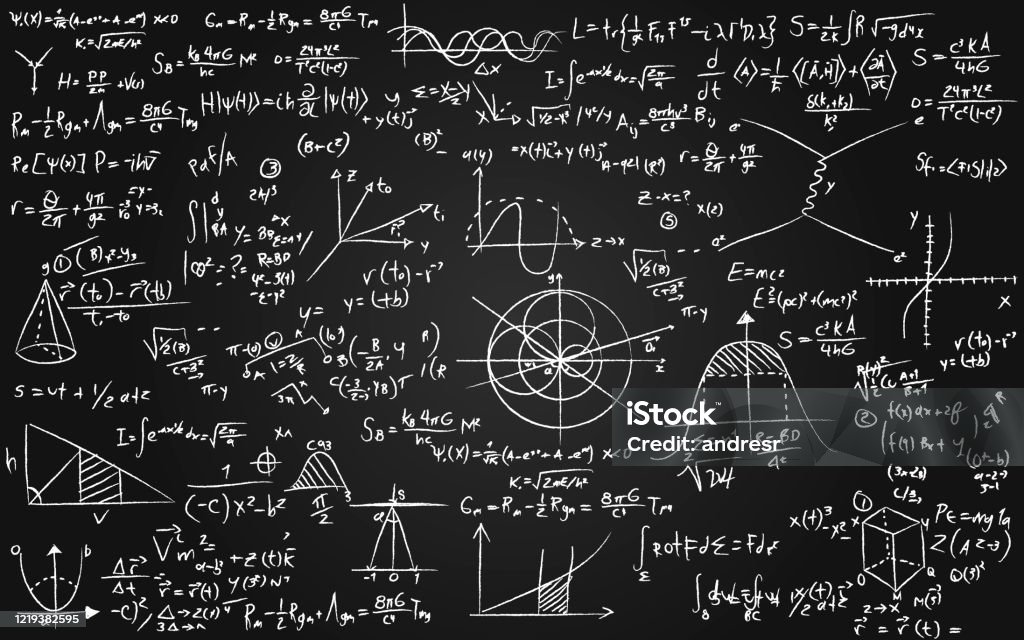Math equations written on a blackboard Math equations written on a blackboard - mathematics and science concepts Mathematical Symbol stock vector