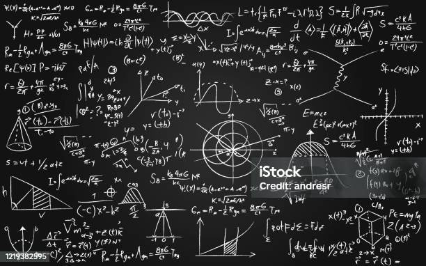 Math Equations Written On A Blackboard Stock Illustration - Download Image Now - Mathematical Symbol, Mathematics, Mathematical Formula