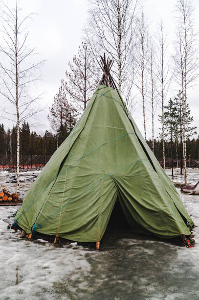istock green wigwam in the winter landscape 1219382811
