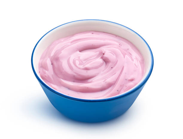 istock Blueberry yogurt isolated on white background 1219382879
