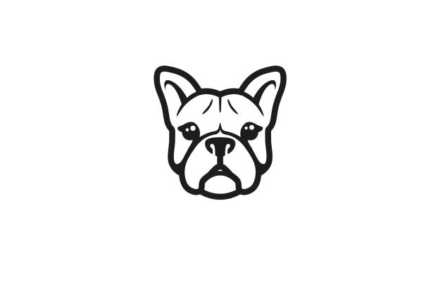 Creative French Bulldog Head Creative French Bulldog Head Vector Symbol Design Illustration french bulldog ears stock illustrations