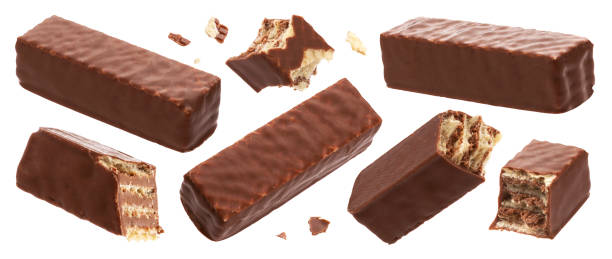 istock Waffle chocolate bar isolated on white background 1219384880