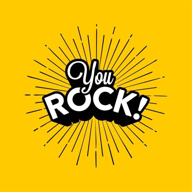 You rock on yellow background vector illustration You rock. Lettering made in cartoon style. Template for card, poster, banner, print for t-shirt. Vector illustration rock musician stock illustrations